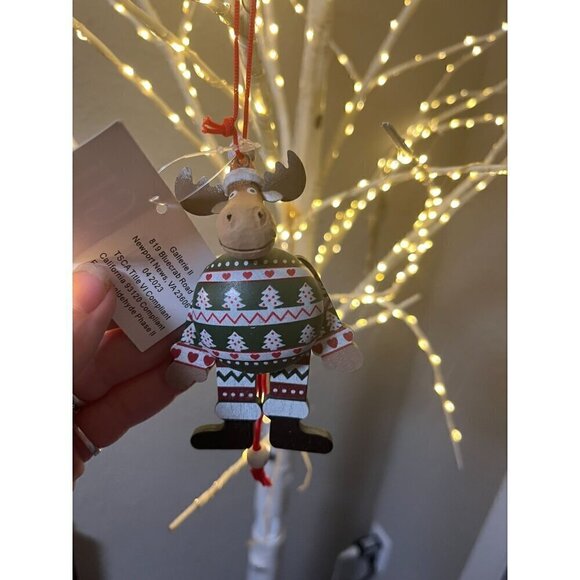 nwt xmas tree ornament moose with ugly sweater spring action loaded - Picture 1 of 6
